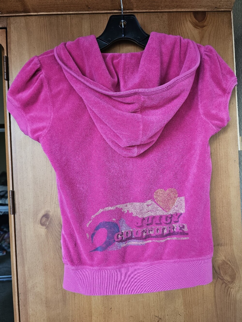 Juicy Couture Y2K Vintage Short Sleeve Hoodie Fuschia